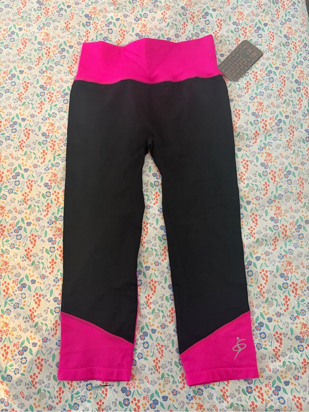 Black and Pink womens Active Capri Leggings